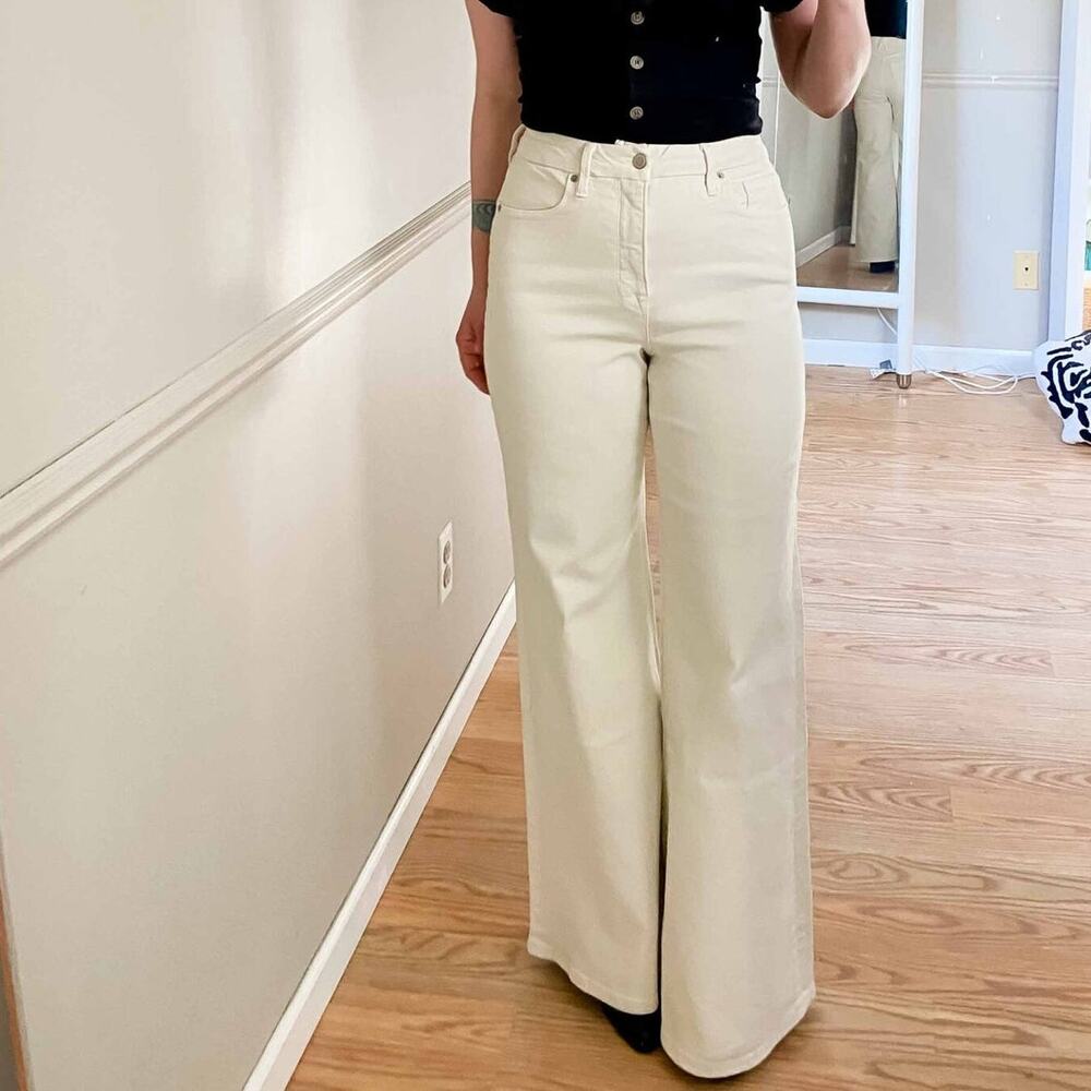 Good American Good Waist Palazzo Jeans in Cotton White